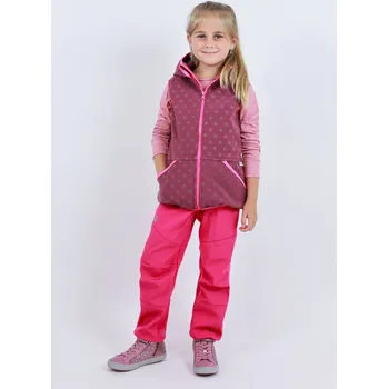 Dívčí vesta Kocour Mourek Softshellová dětská vesta HVĚZDY na vínové Velikost 140/146