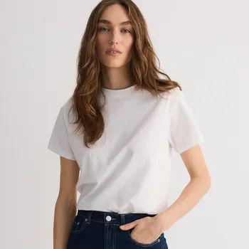 Dámské oblečení Reserved - Bavlněné tričko střihu regular - bílá - WC353-00X - WC353-00X-XS