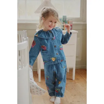 Dětské rifle Konges Sløjd MAGOT SEQUIN FRILL PANTS GOTS KS104365.PreSpring námořnická modř 59X, vel. 80