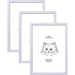Fotorámeček Joyshare A4 bílý, balení 3 kusů s paspartou, MDF dřevěný rám DIN A4 21x27,9 cm bílý