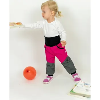 Chlapecké kalhoty Kocour Mourek Kalhoty baby softshellové jarní s bambusem růžovo-šedé Velikost 86