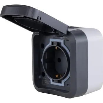 REV - AquaStorm, jednoduchá zásuvka, do vlhkých prostor, IP55, dvoupólová, na omítku, 230 V, 16 A,