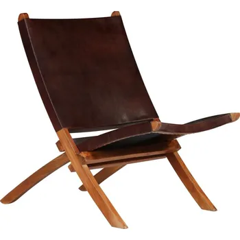 Jídelní židle OMAXI Skládací relaxační židle hnědá pravá kůže 603627