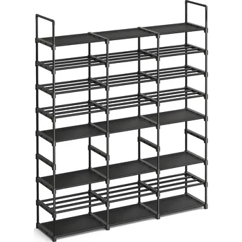 SONGMICS Velký stojan na boty, 129x29.5x157.6cm, černý Stojan na boty