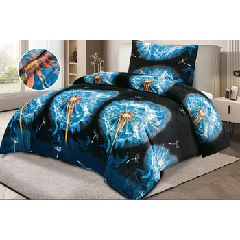 Povlečení POVÁNOČNÍ VÝPRODEJ ! POVLEČENÍ MIKROPLYŠ 70x90/140x200cm - PAMPELIŠKY - MODRÉ