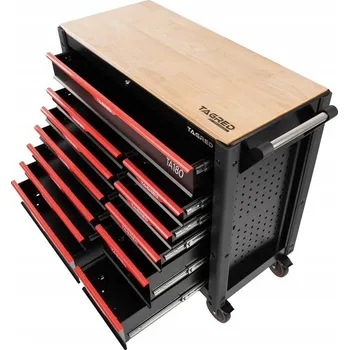 Dílenský vozík, nevybavený, velký, 12 zásuvek, dřevěná deska - TAGRED TA180