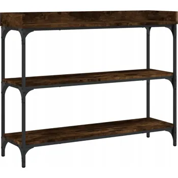 Konferenční stolek Konzolový stolek kouřový dub 100 x 30 x 80 cm s kovovým rámem