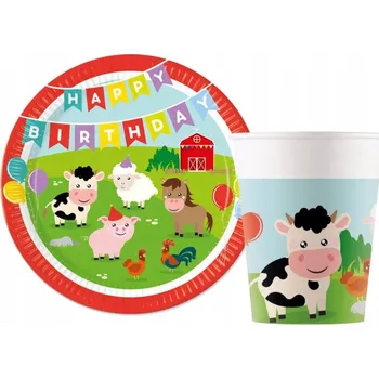 Sada nádobí FARMA SADA ZVÍŘÁTEK TALÍŘKY KELÍMKY NAROZENINY OSLAVA