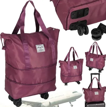 KIK Cestovní taška na kolečkách skládací cestovní prostorná 3 velikosti fialová