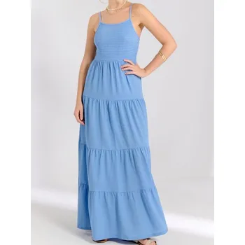 Dámská móda Sinsay - Maxi šaty s&nbsp;řasením - modrá - 865AL-54X - 865AL-54X-XL