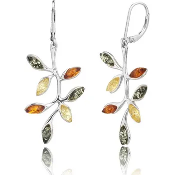 Řetízek Jan Kos jewellery Stříbrné náušnice s jantarem MHT-5790/SA00