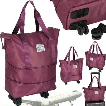 Cestovní taška KIK Cestovní taška na kolečkách skládací cestovní prostorná 3 velikosti fialová