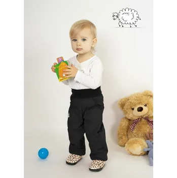 Chlapecké kalhoty Kocour Mourek Kalhoty baby softshellové zimní s beránkem černé Velikost 74