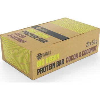GymBeam Proteinová tyčinka BIO Vegan Bar - VanaVita Příchuť: kakao a kokos, Balení (g): 20 x 50 g