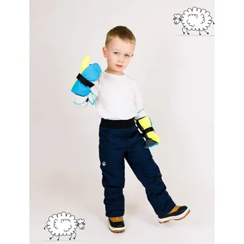 Kocour Mourek Kalhoty dětské softshellové zimní s beránkem tmavě modré Velikost 116