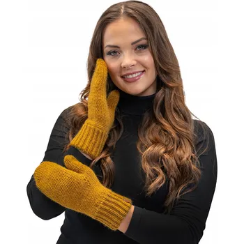 Rukavice Dámské pletené rukavice teplé zimní tmavě žluté Vivisence 7015R