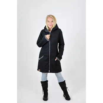 Dámská parka Kocour Mourek DÁMSKÝ SOFTSHELLOVÝ KABÁT S BERÁNKEM černý Velikost 36 (vel.XS-S)