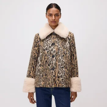 Dámský kabát Reserved - Bunda s žakárovým leopardím vzorem - vícebarevná - 051HV-MLC - 051HV-MLC-S