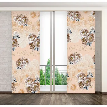Záclona Panelová záclona s oranžovým květinovým vzorem Šířka: 140 cm | Délka: 250 cm