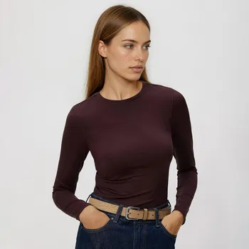 Reserved - Hladký dlouhý rukáv - hnědá - 243HT-88X - 243HT-88X-XS