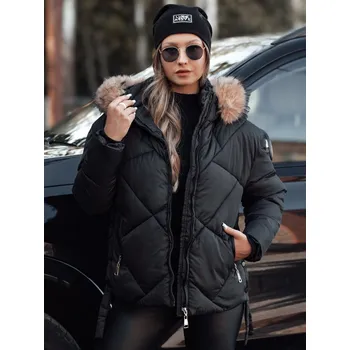 Dámská zimní bunda s kapucí a kožíškem LESISI Dstreet TY4715 - výprodej Barva: Černá, Velikost: XL