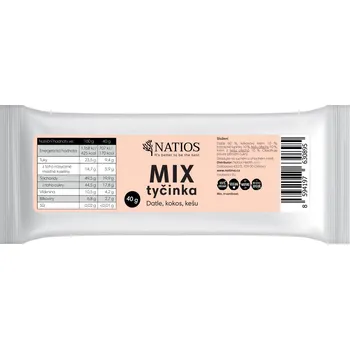 NATIOS Mix tyčinka - Datle, kokos, kešu, 40 g