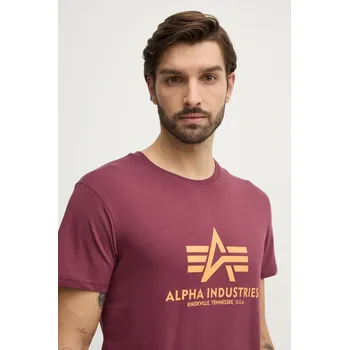 Bavlněné tričko Alpha Industries Basic T-Shirt 100501.184 burgundské 93X, vel. XL