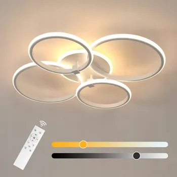 LED Stropní Svítidlo Lustr Bílý do Obýváku Moderní Stmívatelné + Dálkové Ovládání 39W