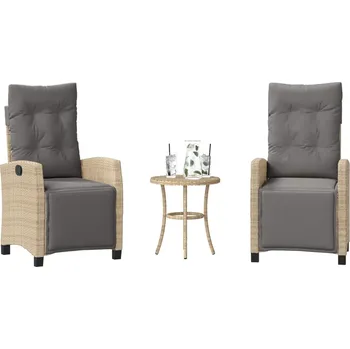 Zahradní sestava 3dílný bistro set s poduškami mix béžové polyratan