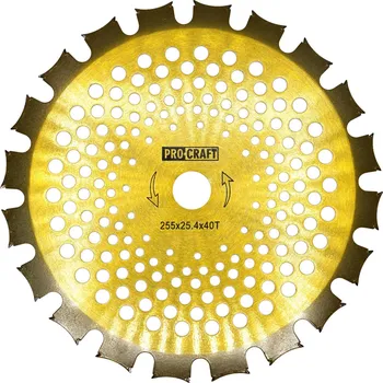 Příslušenství k zahradní technice Procraft - kotouč ke křovinořezu (D255*25.4) 40Т, oboustranný (gold)