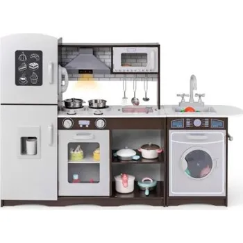 Dětská kuchyňka Dětská kuchyňka TP10223CF, 121 x 29 x 83 cm, hnědá - B COSTWAY
