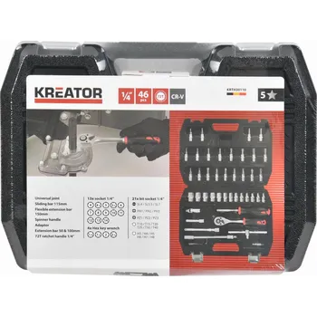 Kreator KRTH30110 - Gola sada 1/4" 46ks v kufru