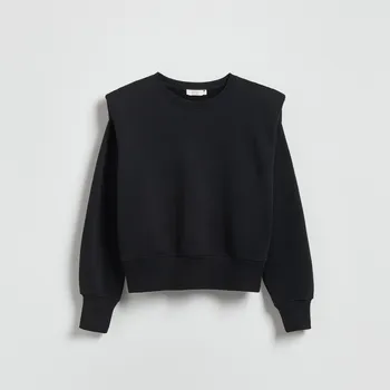 Dámská mikina Reserved - Mikina s ozdobnými sklady na ramenou - černý - 827GA-99X - 827GA-99X-M