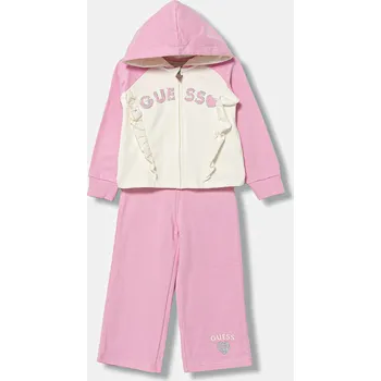 Dětská bavlněná tepláková souprava Guess K6RG02.KA6R4.PPY2 růžová 30X, vel. 105-112