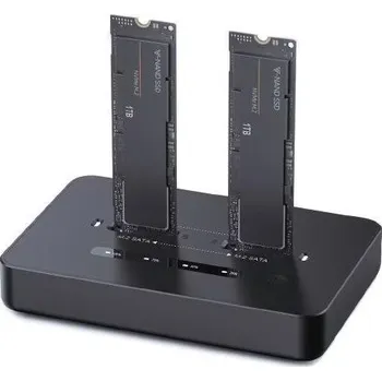 Počítač Gembird DD2-U3M2 Desktop dual drive USB Type-C M.2 NVME (and SATA) SSD docking station black
