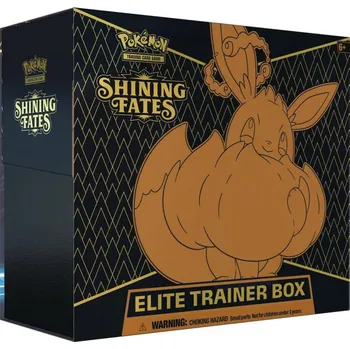 Sběratelská karetní hra Pokémon TCG Sword & Shield Shining Fates Elite Trainer Box Lehce potrhaná folie na přední straně