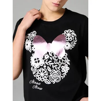 Sinsay - Bavlněná košilka s potiskem Minnie Mouse - černá - 017HB-99X - 017HB-99X-L