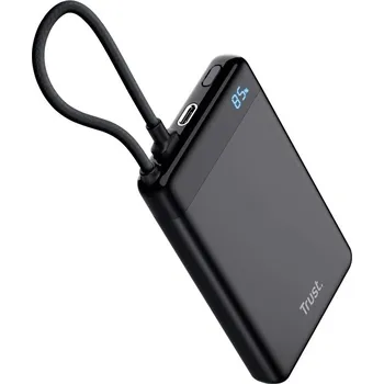 Elektronika Powerbanka Trust Fiera, 10000 mAh, s kabelem, 2x USB-C - černá