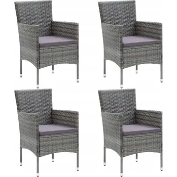 Zahradní židle, 4 ks, PE ratan, šedá barva