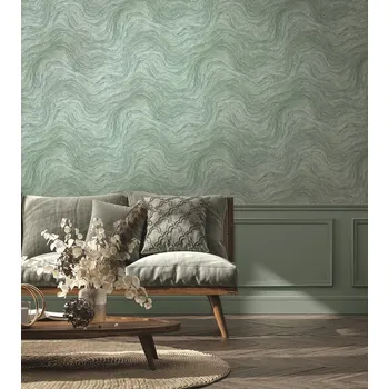 Tapeta TYRKYSOVÁ VINYLOVÁ TAPETA NA VLIESU, OZDOBNÝ VZOR
