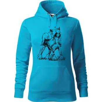 Dámská mikina Mikina - Čínský chocholatý pes Barva: Modrá - tyrkysová (44), Velikost: S, Střih: Dámské