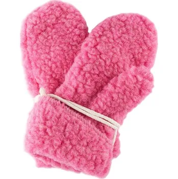 Rukavice Vlnka Dětské palčáky z ovčí vlny růžová velikost oblečení M