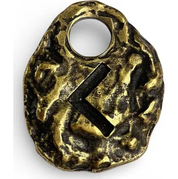 Náhrdelník Drakkaria KENAZ - runový amulet staromosaz