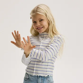 Reserved - Tričko z žebrovaného úpletu - světle modrá - 495EC-50X - 495EC-50X-164