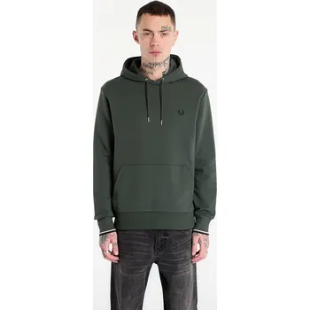 Pánské oblečení Mikina FRED PERRY Tipped Hooded Sweatshirt Court Green/ Snow White/ Navy S