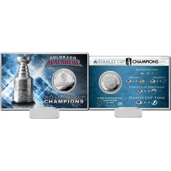 Sběratelský sportovní předmět Highland Mint Pamětní mince Colorado Avalanche NHL 2022 Stanley Cup Champions Silver Mint Coin