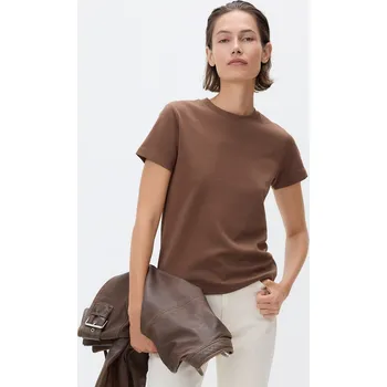 Dámské oblečení Reserved - Bavlněné tričko - hnědá - 166AF-88X - 166AF-88X-S