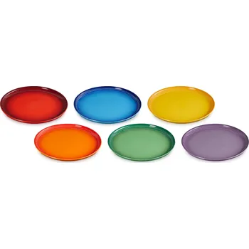 Talíř Le Creuset, Snídaňové talíře Le Creuset Rainbow Coupe, 22 cm, barevné, 6 ks. - Formadore