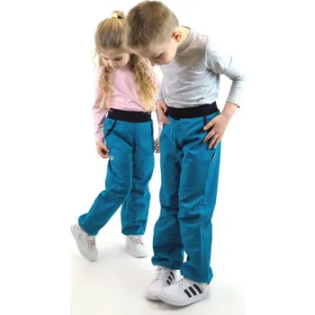 Chlapecké kalhoty Kocour Mourek Kalhoty dětské softshellové jarní s bambusem petrolejové Velikost 116