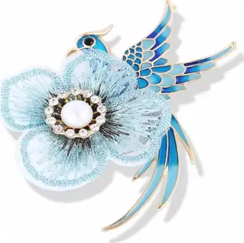 Brož Gaira Brož Květ s ptákem 3021, Barva modrá